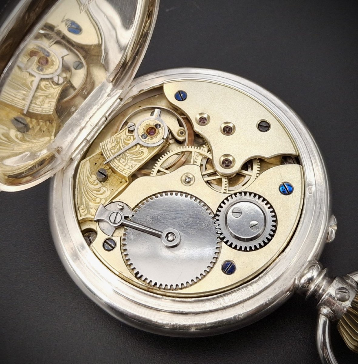 Très Rare Montre Gousset avec heures et minutes sautantes System Kaiser, 1890-photo-4