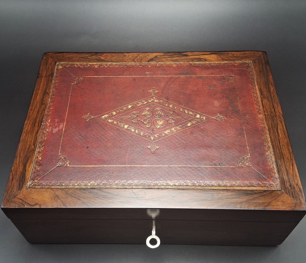 Boîte de voyage en bois de palissandre,  fin du 19ème siècle-photo-3