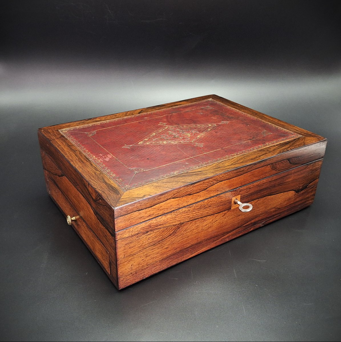 Boîte de voyage en bois de palissandre,  fin du 19ème siècle-photo-5