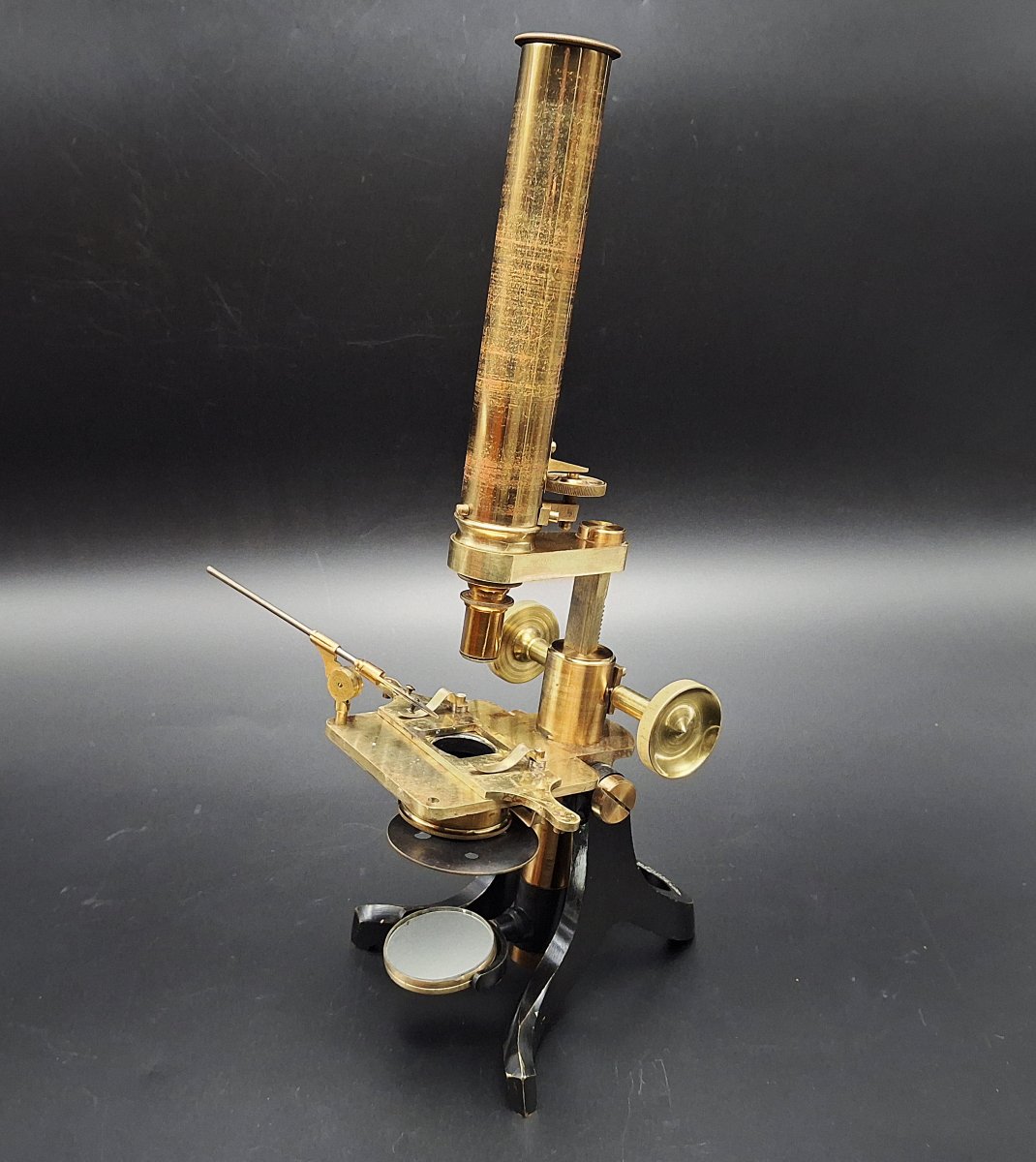 Microscope With Original Case And Accessories By J.h. Steward, London, 1870-photo-2