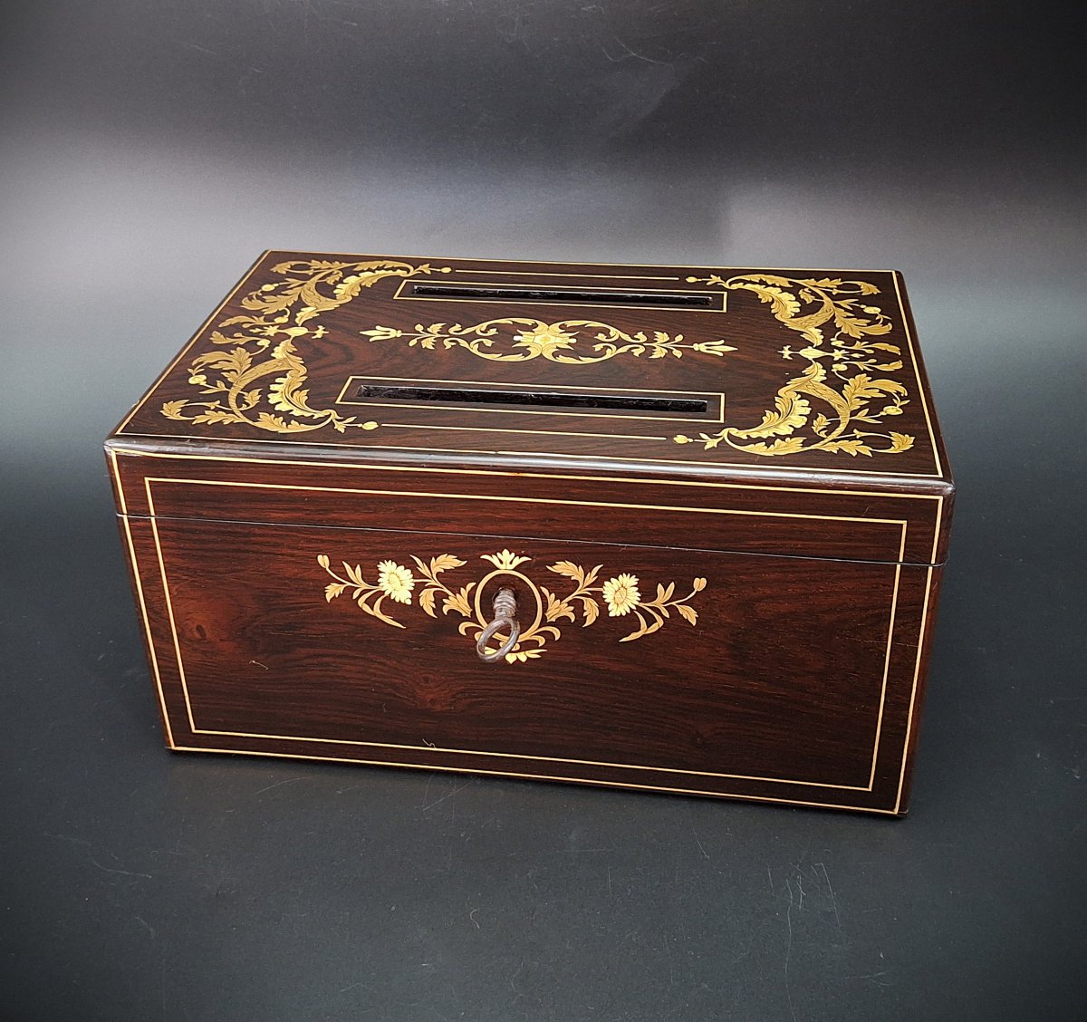 Rosewood Letter/card Box, Charles X, 19th Century-photo-2
