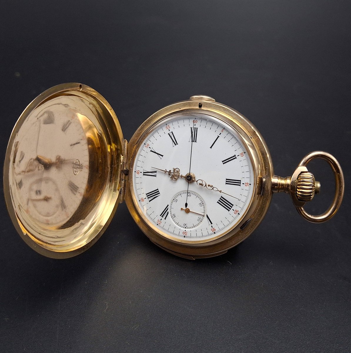 Gold Pocket Watch With Hour And Quarter-hour Repeater And Chronograph Function, Mathey Tissot, 1900