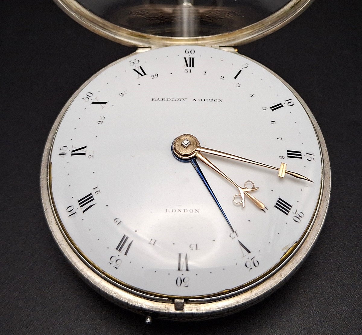 Rare Montre Gousset  échappement a cylindre, répétition et calendrier, fin de 700-photo-3