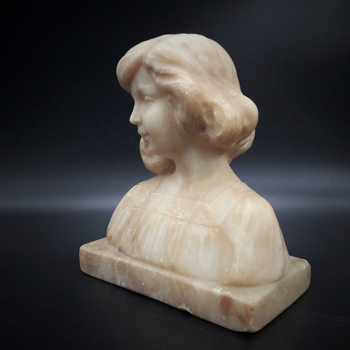 Sculpture, Bust Of Young Girl, 19th Century-photo-2