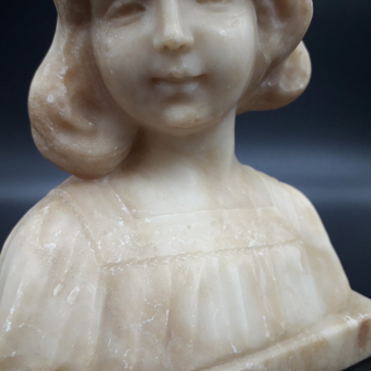 Sculpture, Bust Of Young Girl, 19th Century-photo-5