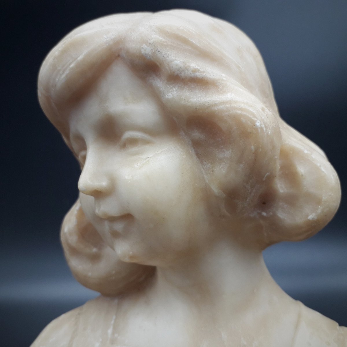 Sculpture, Bust Of Young Girl, 19th Century-photo-6