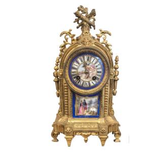 Table Clock With Sevres Plaques 