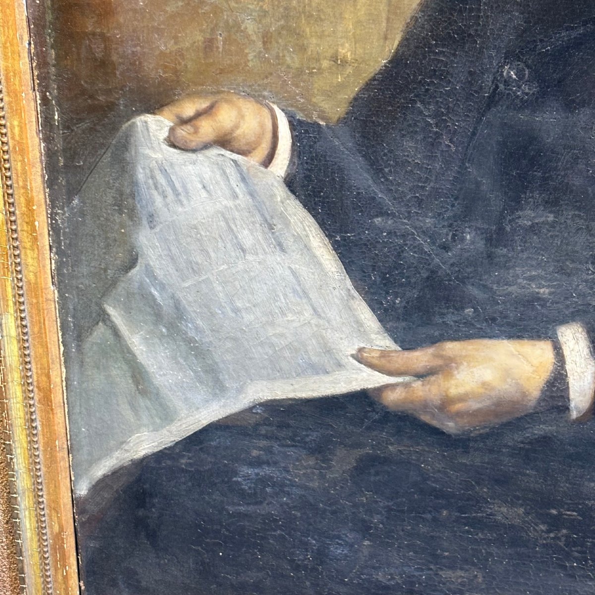Ancien tableau à l'huile représentant un noble, par Giacomo Calegari (Bergame, 1899), peintre v-photo-6