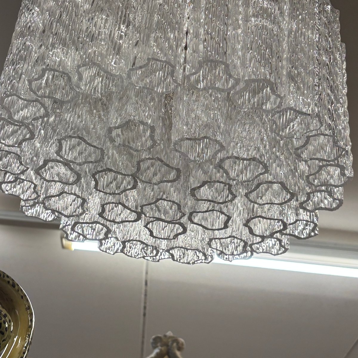 Magnifique lustre design Venini des années 70, composé de 50 éléments en verre -photo-4