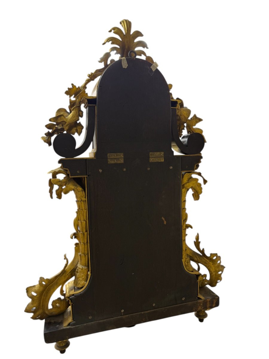  French Wall Cartel Clock With Console – Signed “denière à Paris”, No. 1079-photo-1