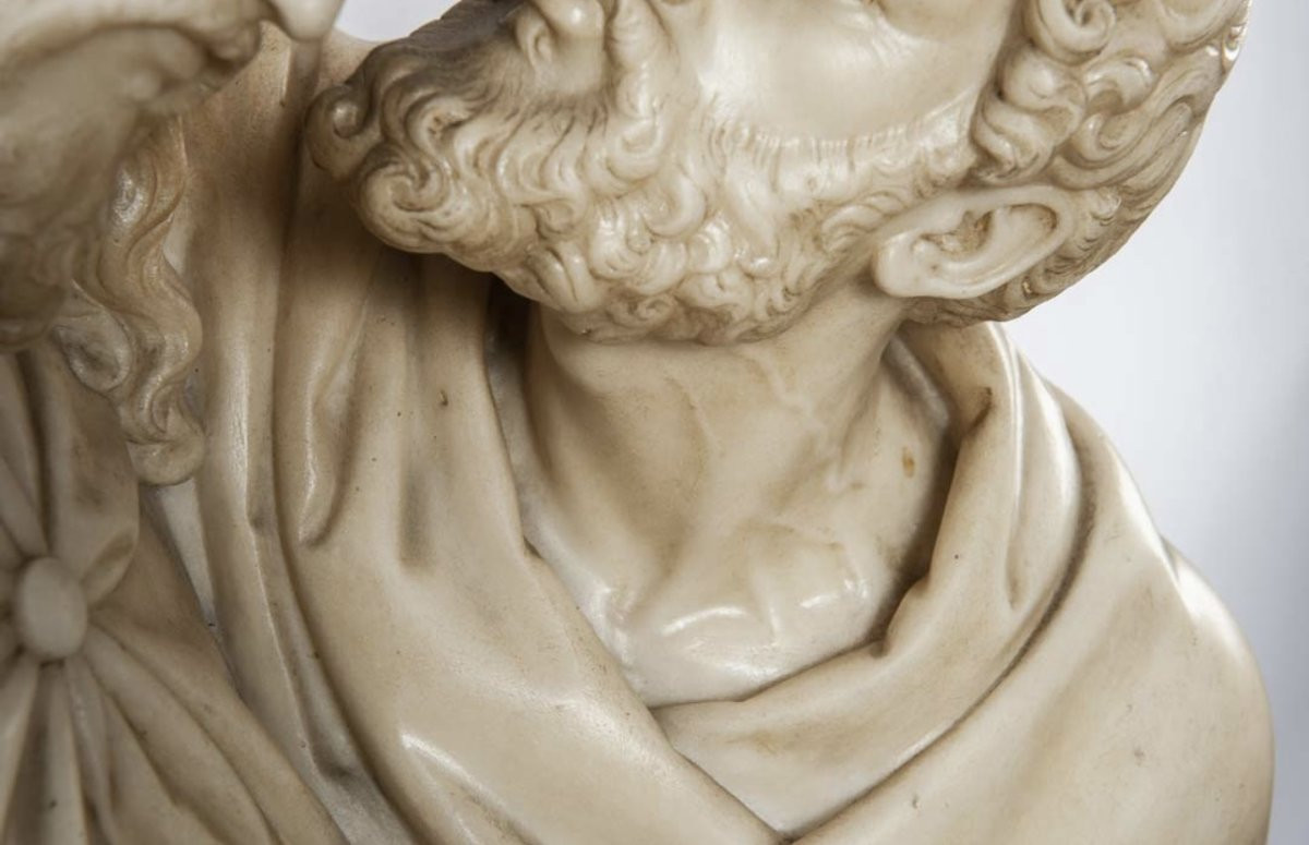 Groupe sculpté en marbre de Carrare représentant le Baiser de Judas-photo-2