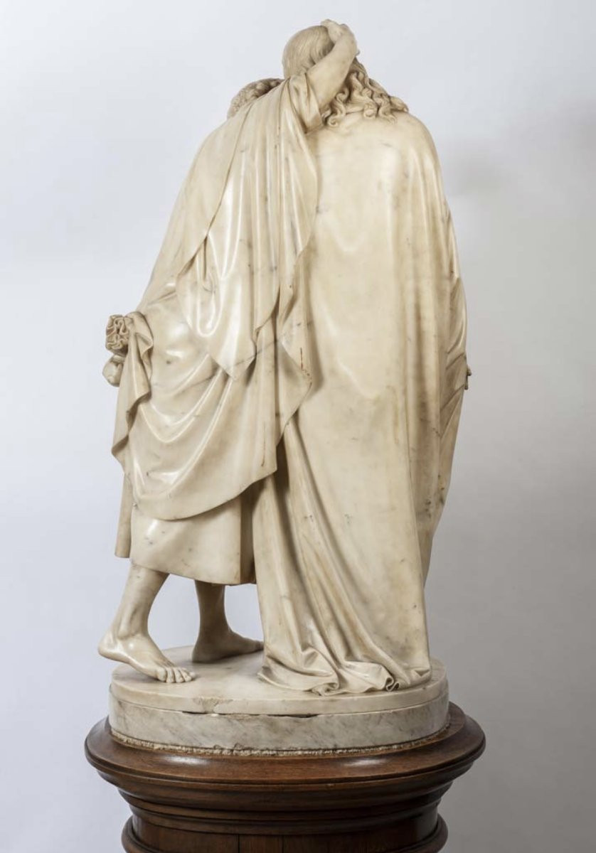 Groupe sculpté en marbre de Carrare représentant le Baiser de Judas-photo-3