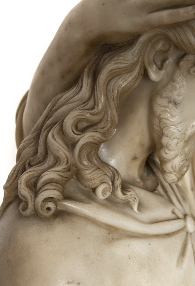 Groupe sculpté en marbre de Carrare représentant le Baiser de Judas-photo-4