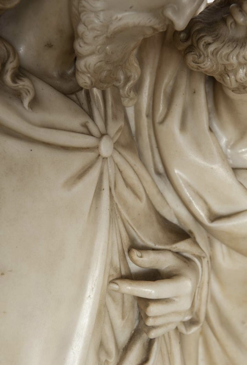 Groupe sculpté en marbre de Carrare représentant le Baiser de Judas-photo-2