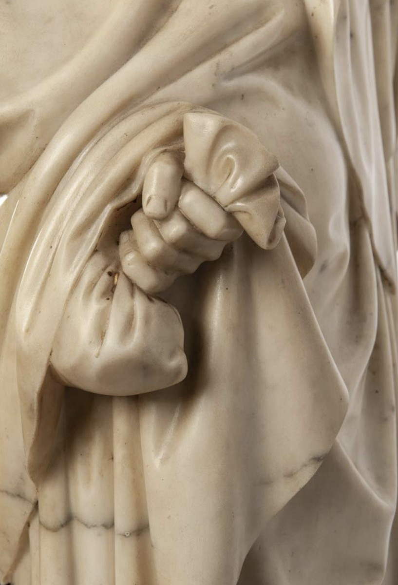 Groupe sculpté en marbre de Carrare représentant le Baiser de Judas-photo-5