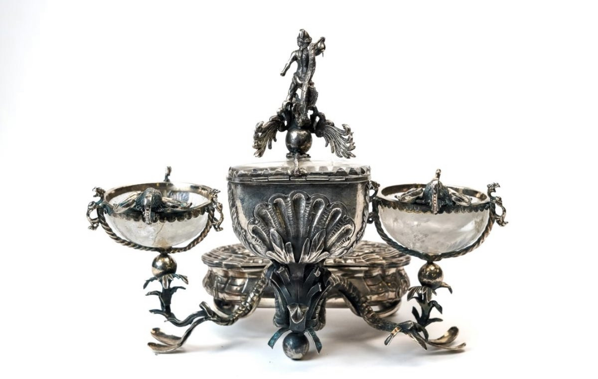 Inkstand In Silver And Rock Crystal-photo-6