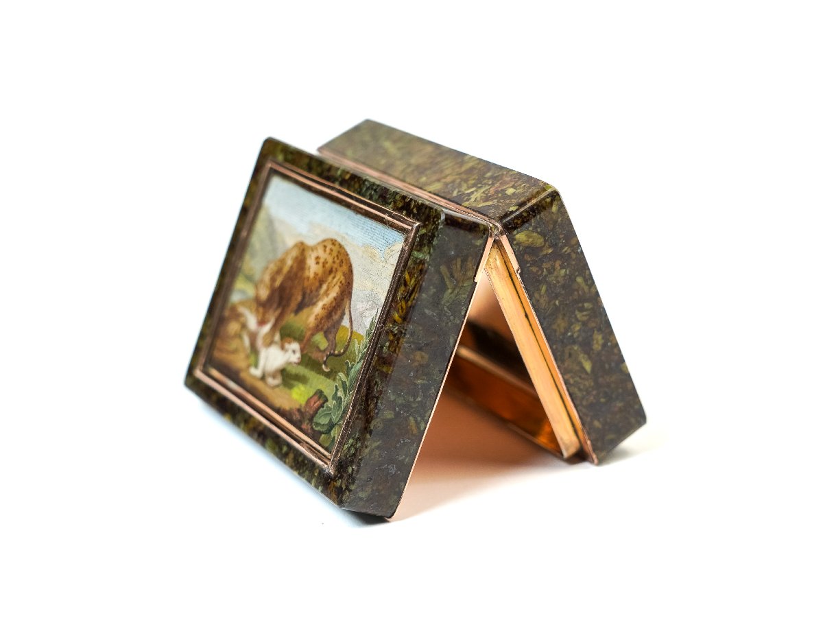 Green Serpentine Snuffbox With Micromosaic – Rome, Late 18th / Early 19th Century-photo-1