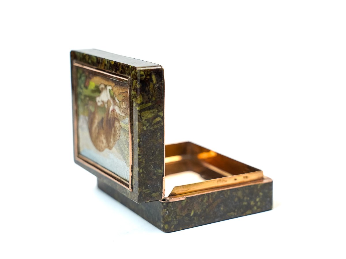 Green Serpentine Snuffbox With Micromosaic – Rome, Late 18th / Early 19th Century-photo-4