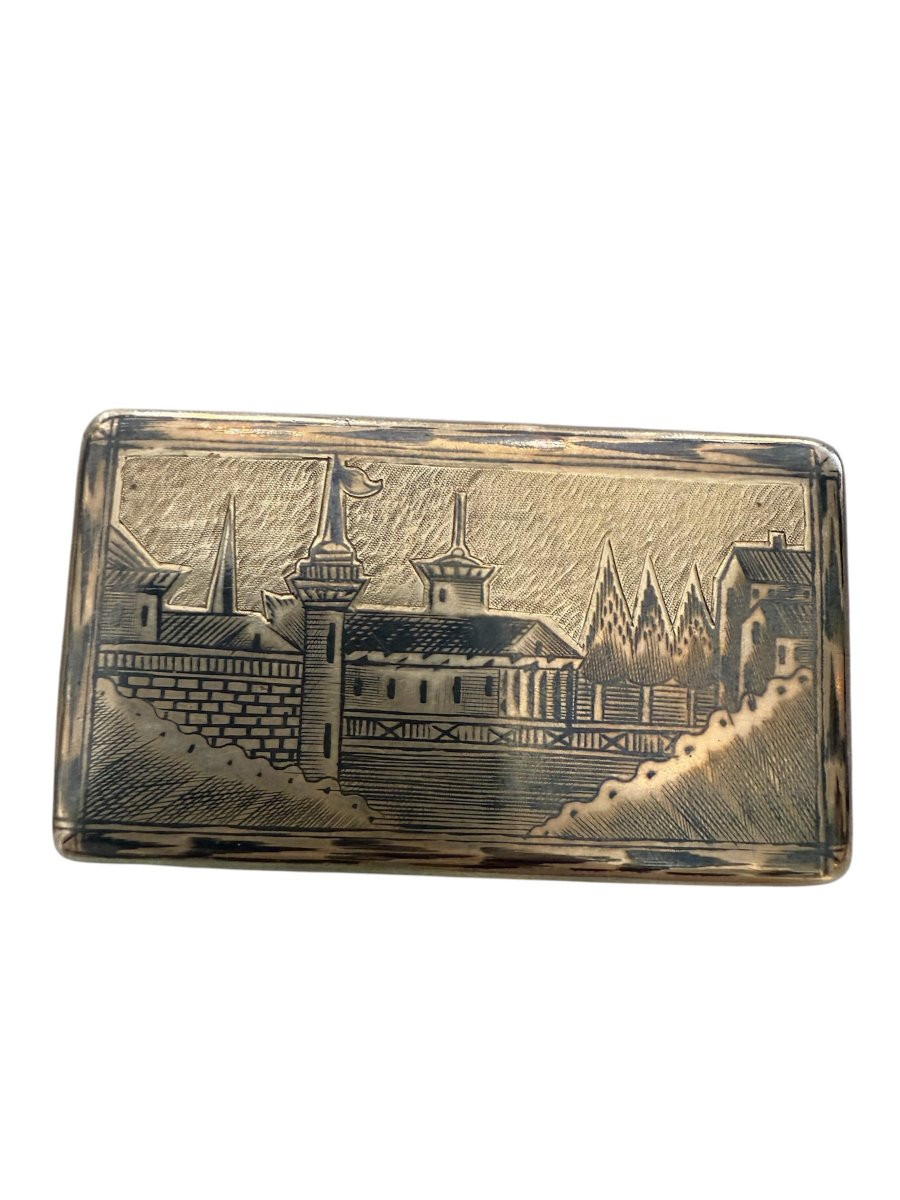 Russian Niello Silver Snuff Box, Moscow, 1883-photo-2