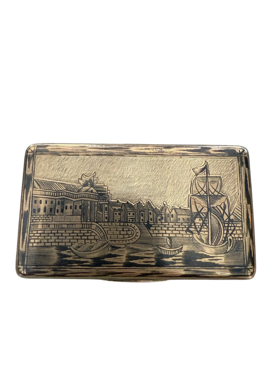 Russian Niello Silver Snuff Box, Moscow, 1883-photo-4