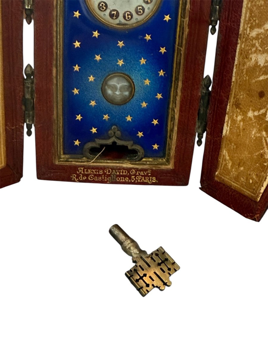 Miniature Gothic-style Travel Clock, Alexis David, Paris, Mid-19th Century-photo-3