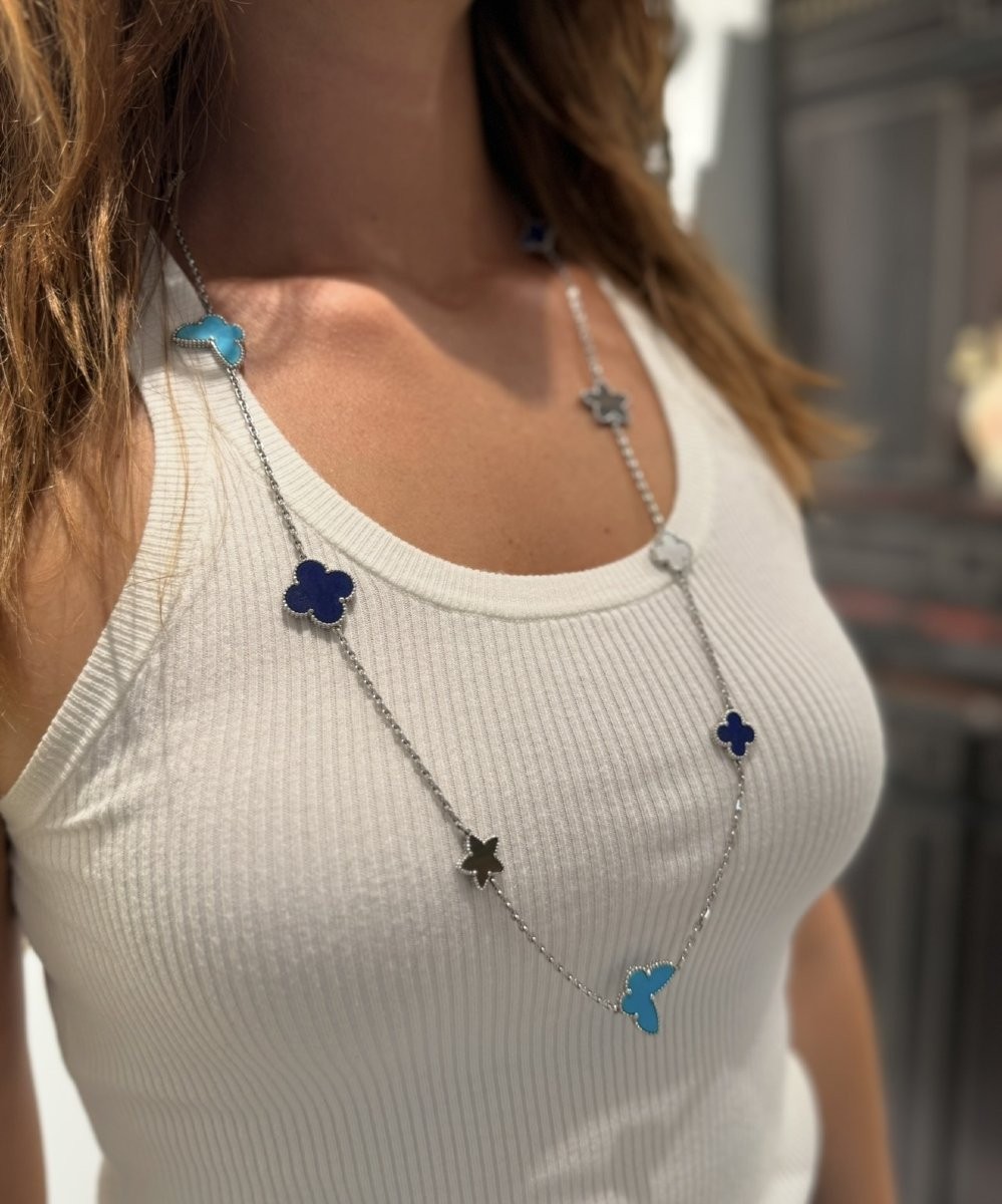 Van Cleef & Arpels – Collier long Lucky Alhambra à motifs variés-photo-3