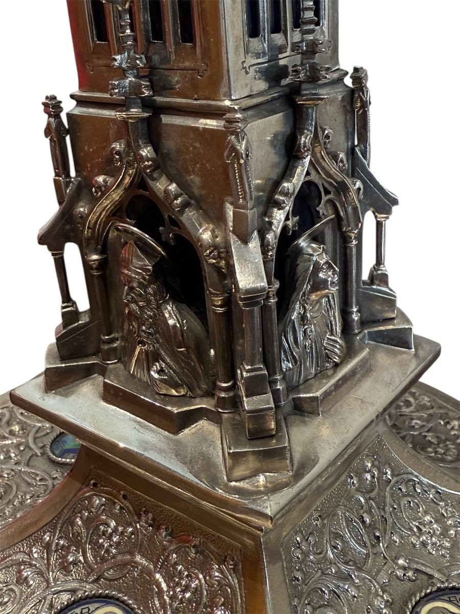 Gothic Silver Reliquary With Cloisonné Enamels-photo-4
