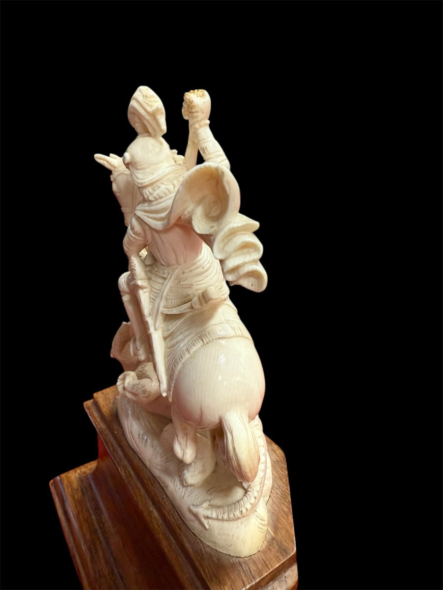 Ivory Sculpture Of Saint George Slaying The Dragon-photo-3