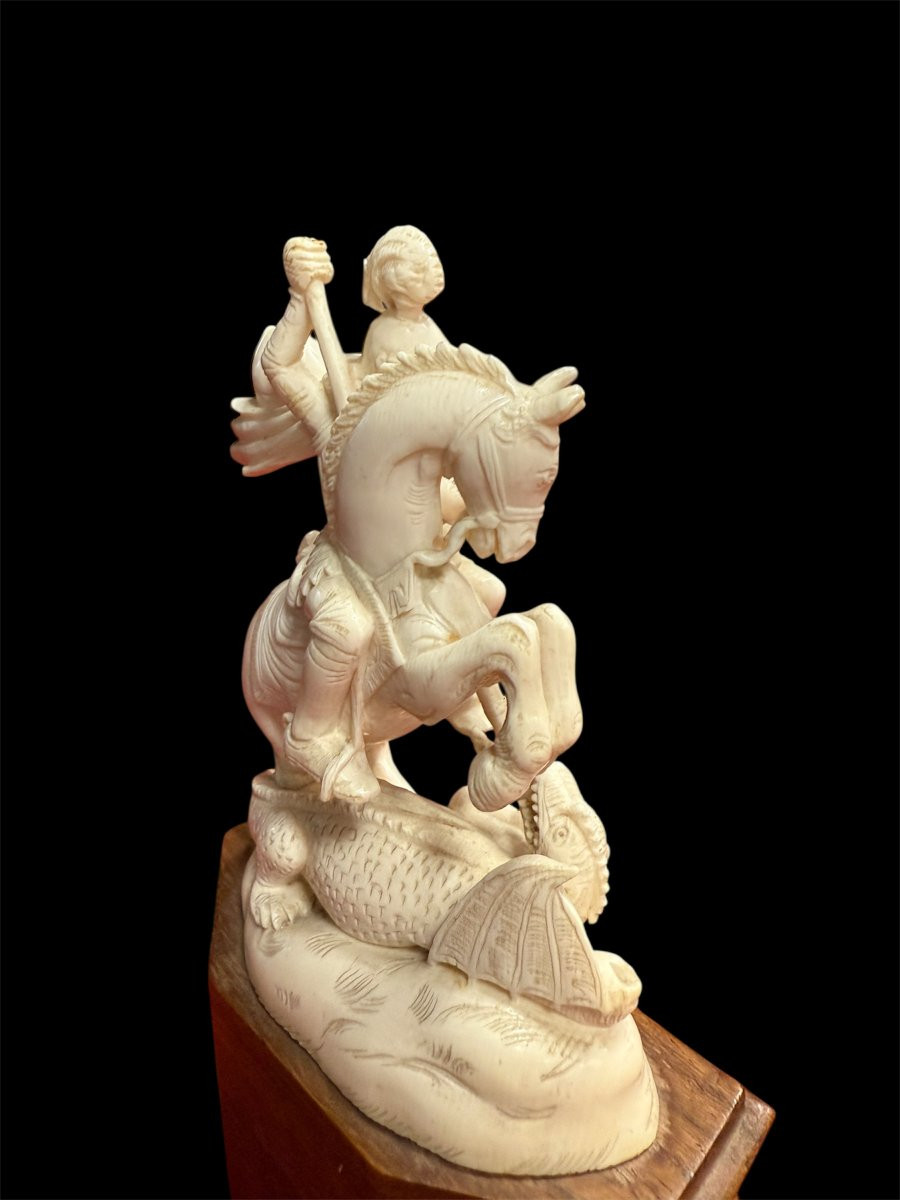 Ivory Sculpture Of Saint George Slaying The Dragon-photo-1