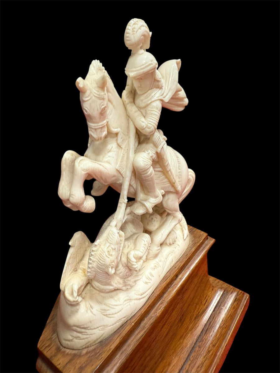 Ivory Sculpture Of Saint George Slaying The Dragon-photo-2