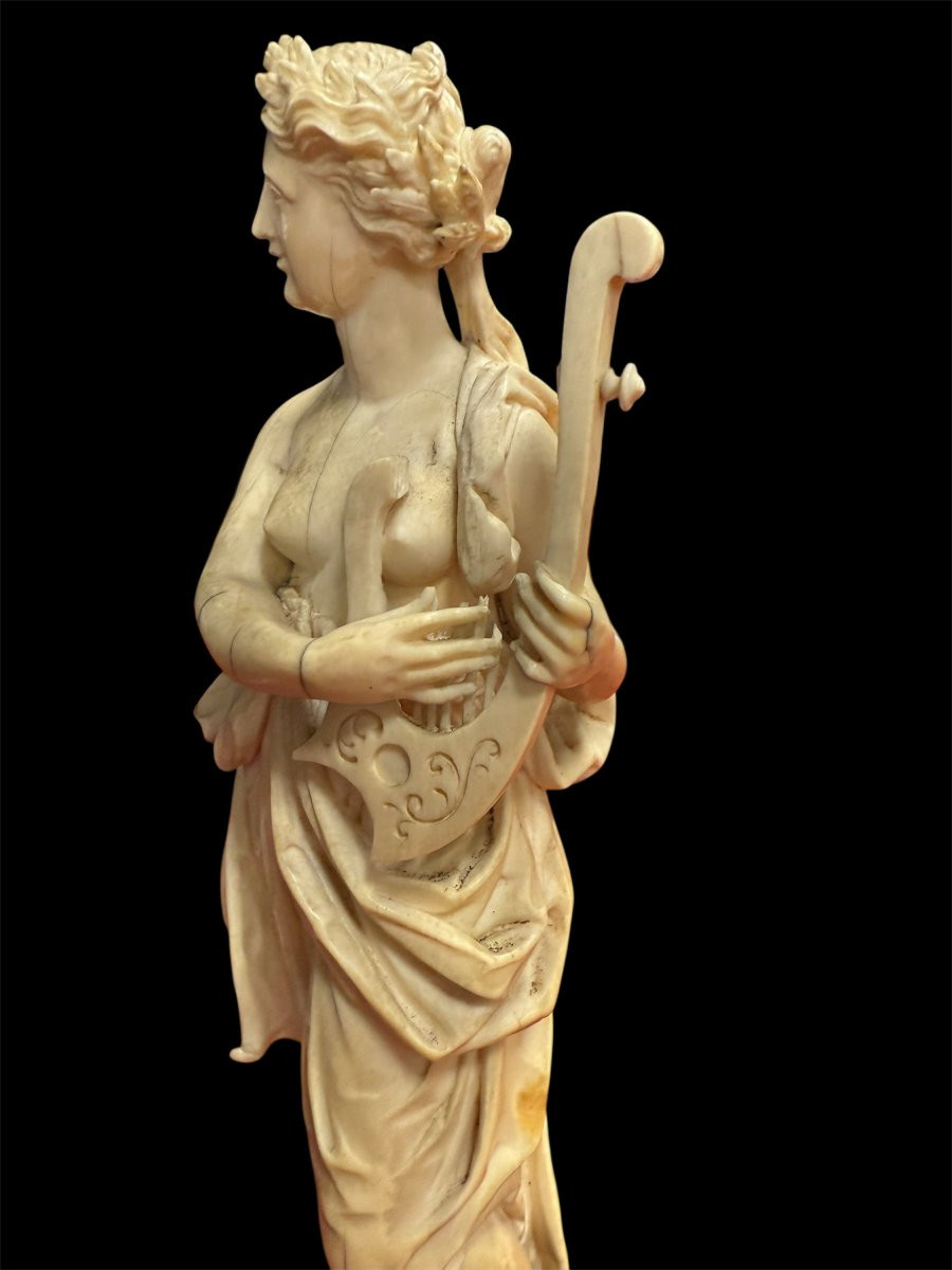 Ivory Sculpture Of A Muse With A Lyre-photo-3