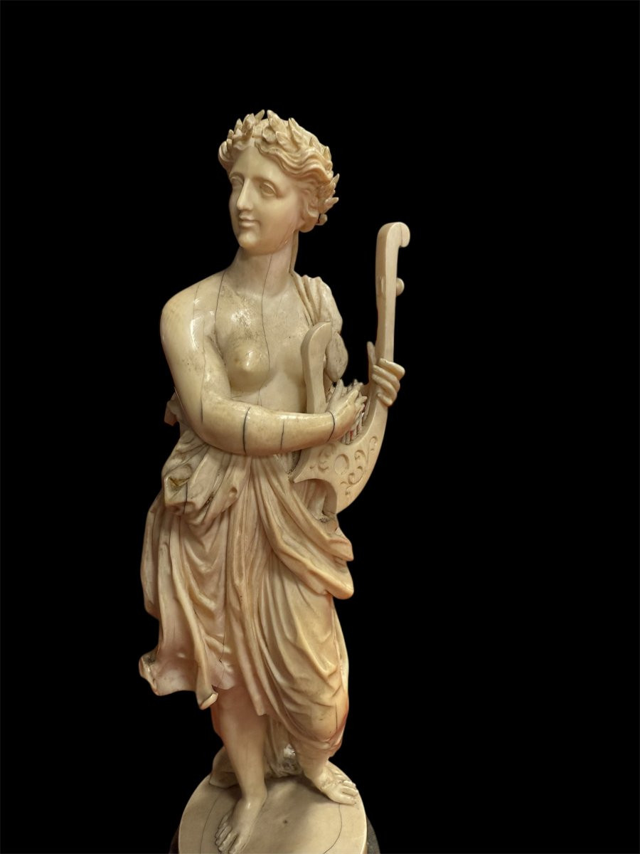 Ivory Sculpture Of A Muse With A Lyre-photo-4