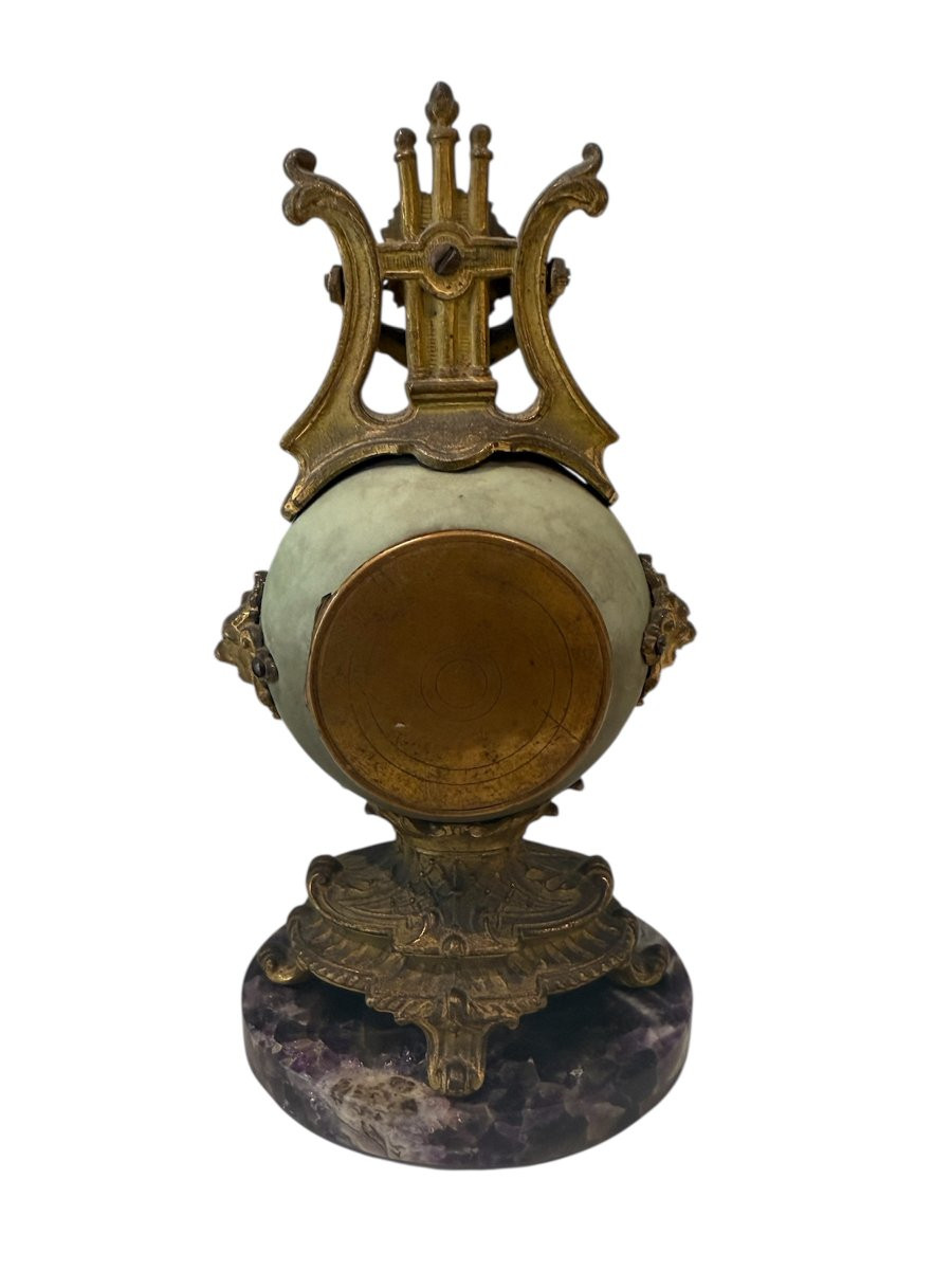 English Mantelpiece Clock Garniture In Witchwood Porcelain, Gilt Bronze And Blue John -photo-4