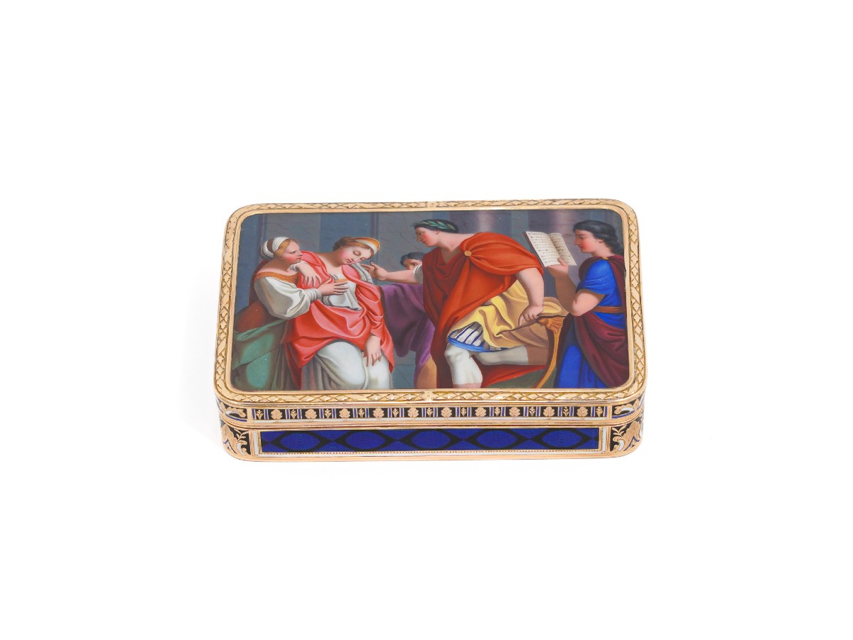 A Swiss Enamelled Gold Snuff-box