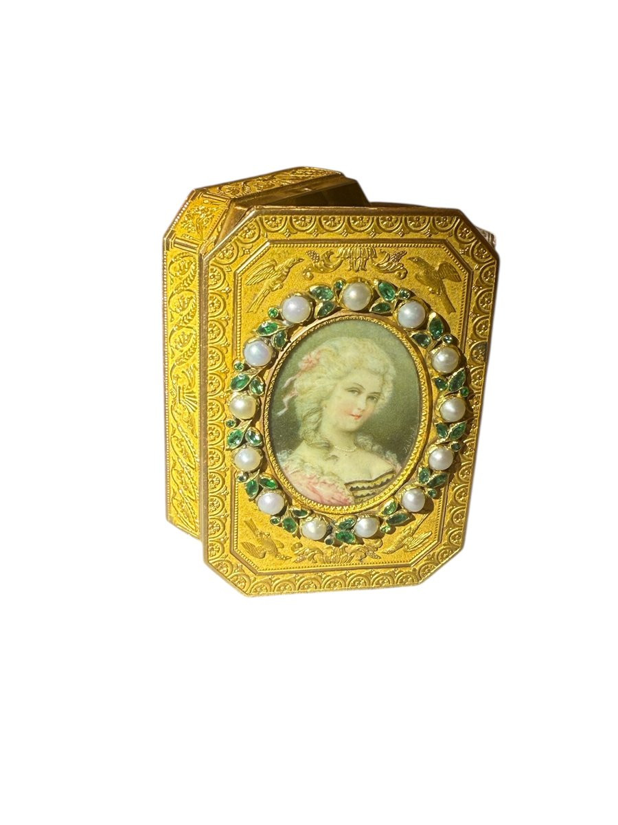 Gold Snuffbox With Miniature Signed Jean-baptiste Isabey (nancy 1767 – Paris 1855)-photo-3