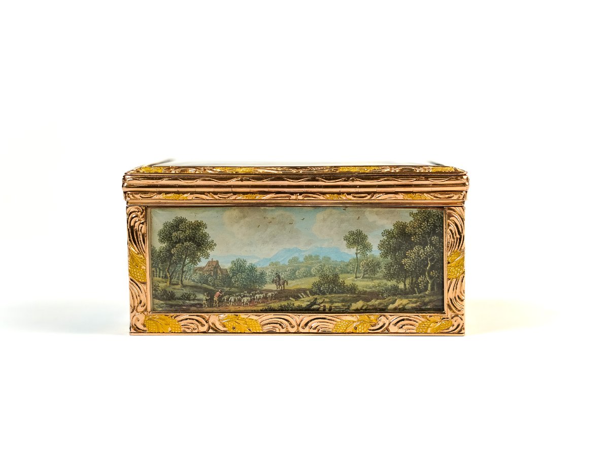 Gold Snuffbox With Landscape Miniatures  Germany, Berlin, Ca. 1840-photo-3