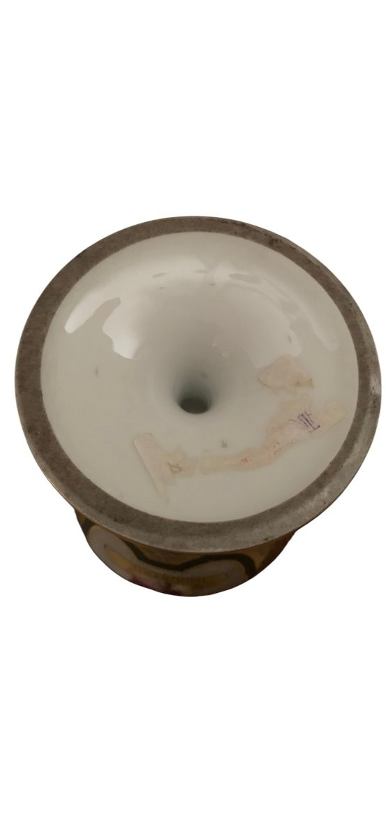 Paire de vases en porcelaine peinte et dorée, France, XIXe siècle-photo-2