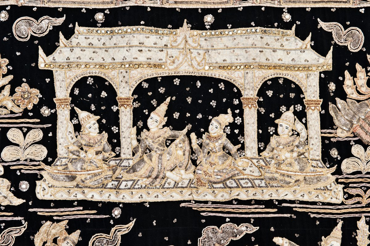 Burmese Kalaga With Royal Court Scenes-photo-2