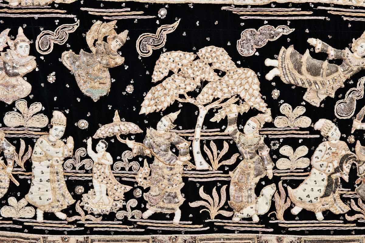 Burmese Kalaga With Royal Court Scenes-photo-3