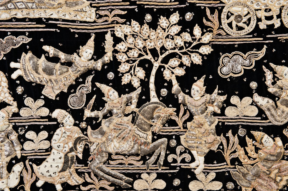 Burmese Kalaga With Royal Court Scenes-photo-4