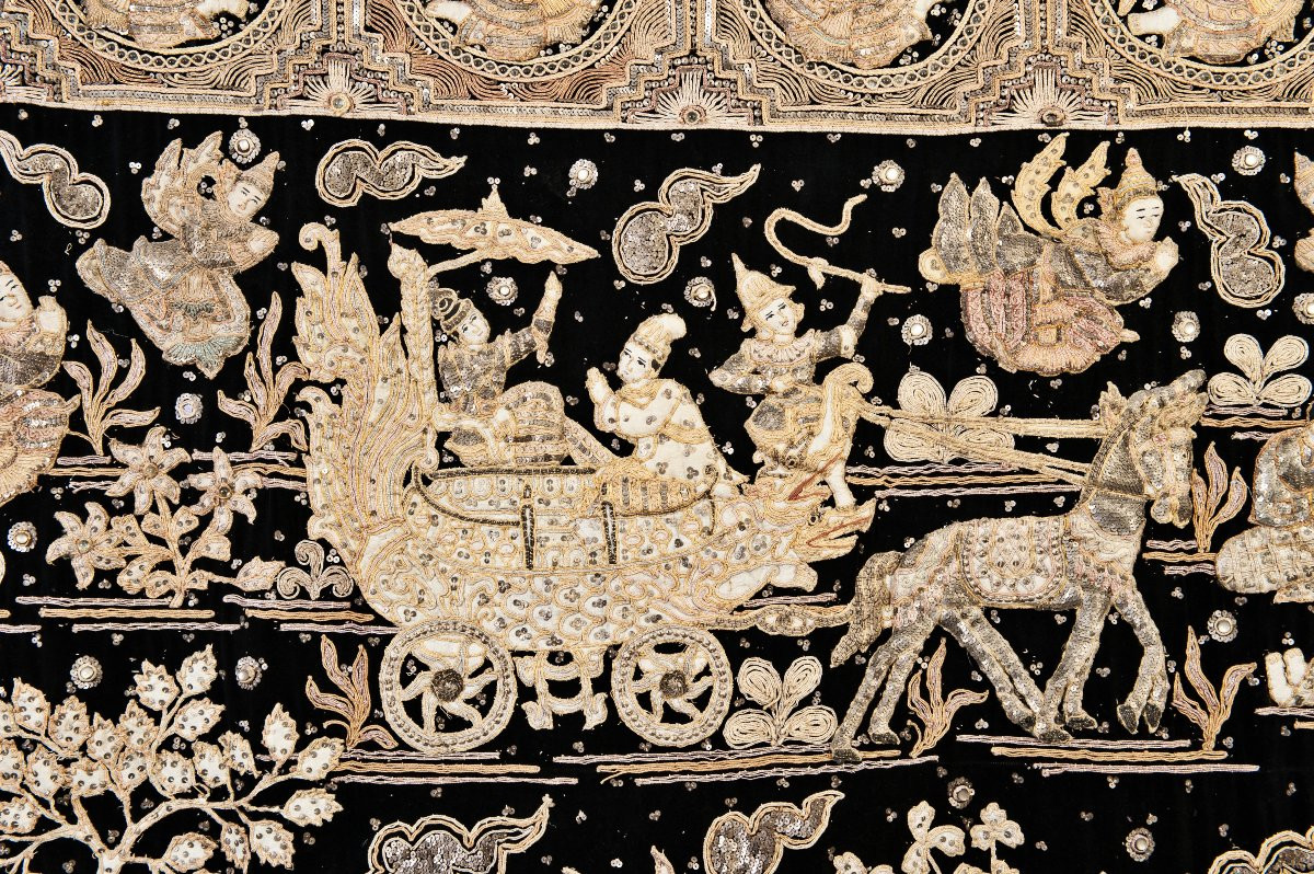 Burmese Kalaga With Royal Court Scenes-photo-1