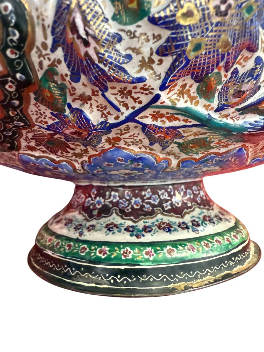 Large Polychrome Enameled Ceramic Bowl-photo-3
