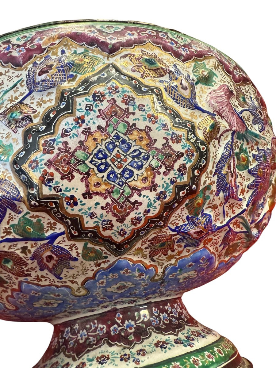 Large Polychrome Enameled Ceramic Bowl-photo-1