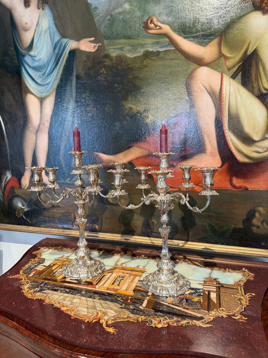 Paire de candélabres à six lumières, Tiffany & Co., Sheffield, fin XIXe – début XXe siècle-photo-1