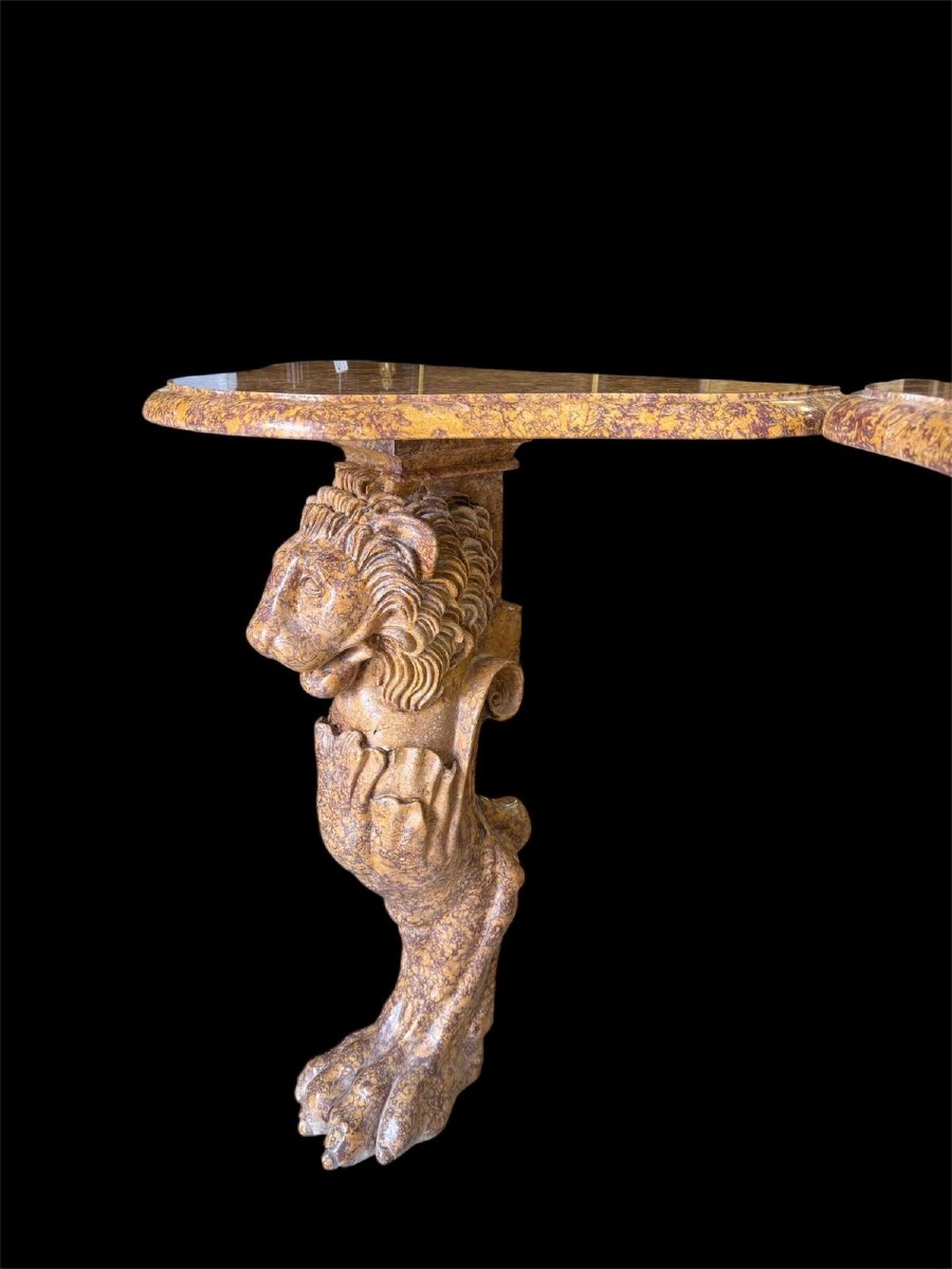 Pair Of Consoles In Giallo Antico Marble-photo-4