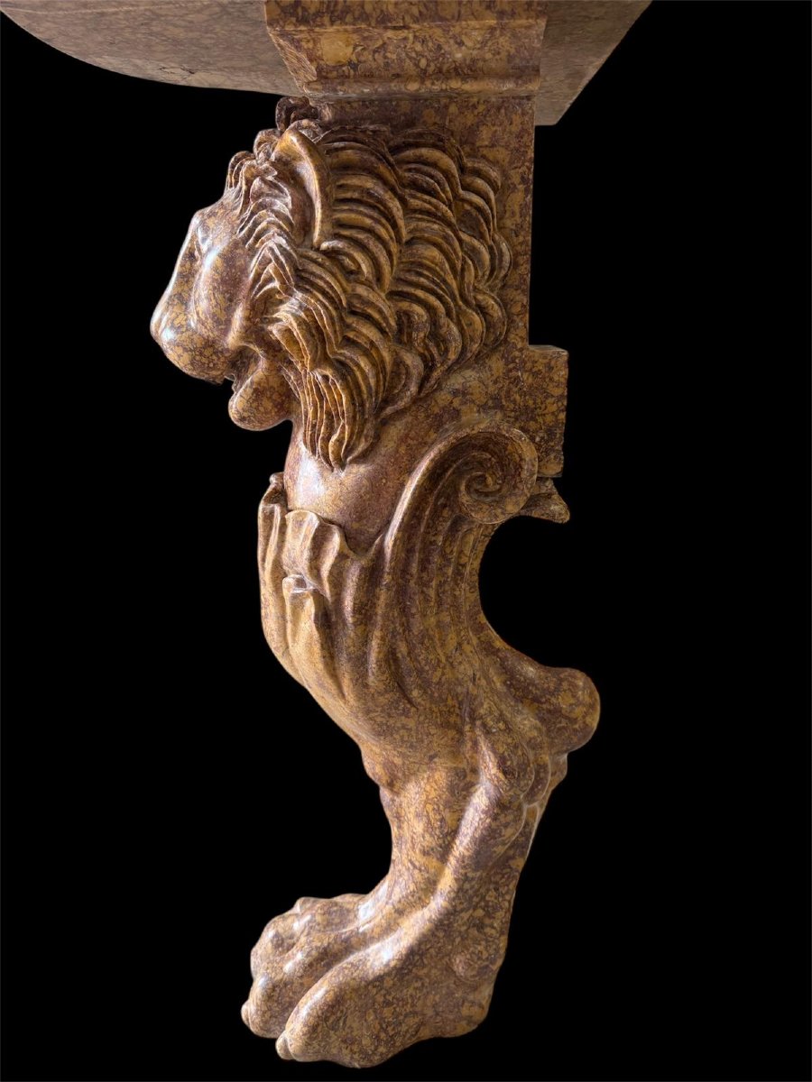 Pair Of Consoles In Giallo Antico Marble-photo-2