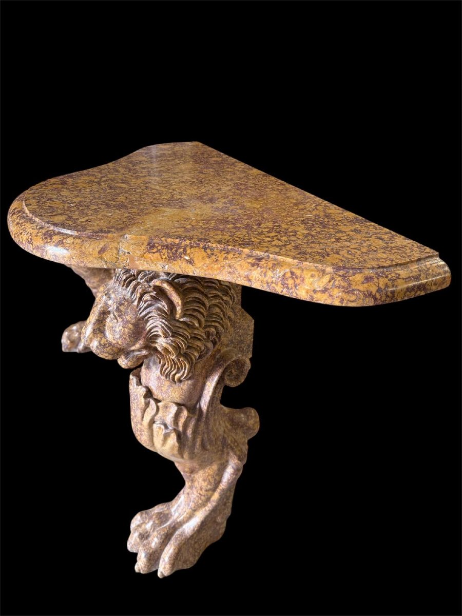 Pair Of Consoles In Giallo Antico Marble-photo-4