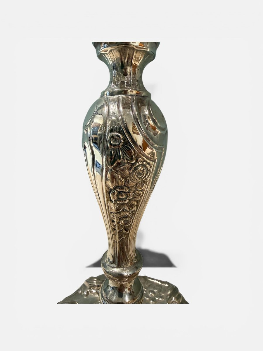 Élégante paire de bougeoirs en argent-photo-3