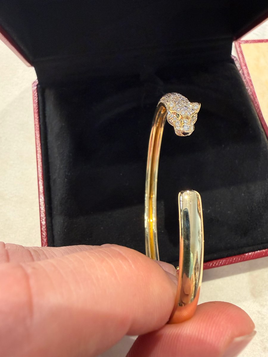 Bracelet Cartier Panthère de Cartier Petit Modèle Half-Pavé en Or Jaune 18 Carats avec Diamants-photo-4