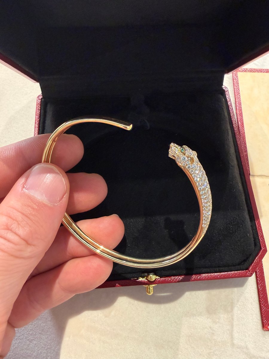 Bracelet Cartier Panthère de Cartier Petit Modèle Half-Pavé en Or Jaune 18 Carats avec Diamants-photo-6